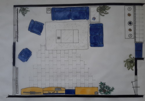 Tekening Woonkamer Blauw