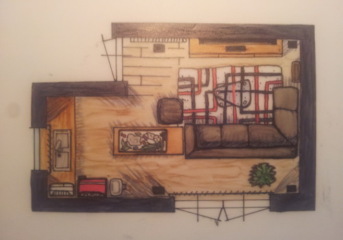 Egla ontwerp design tekening retro keuken woonkamer